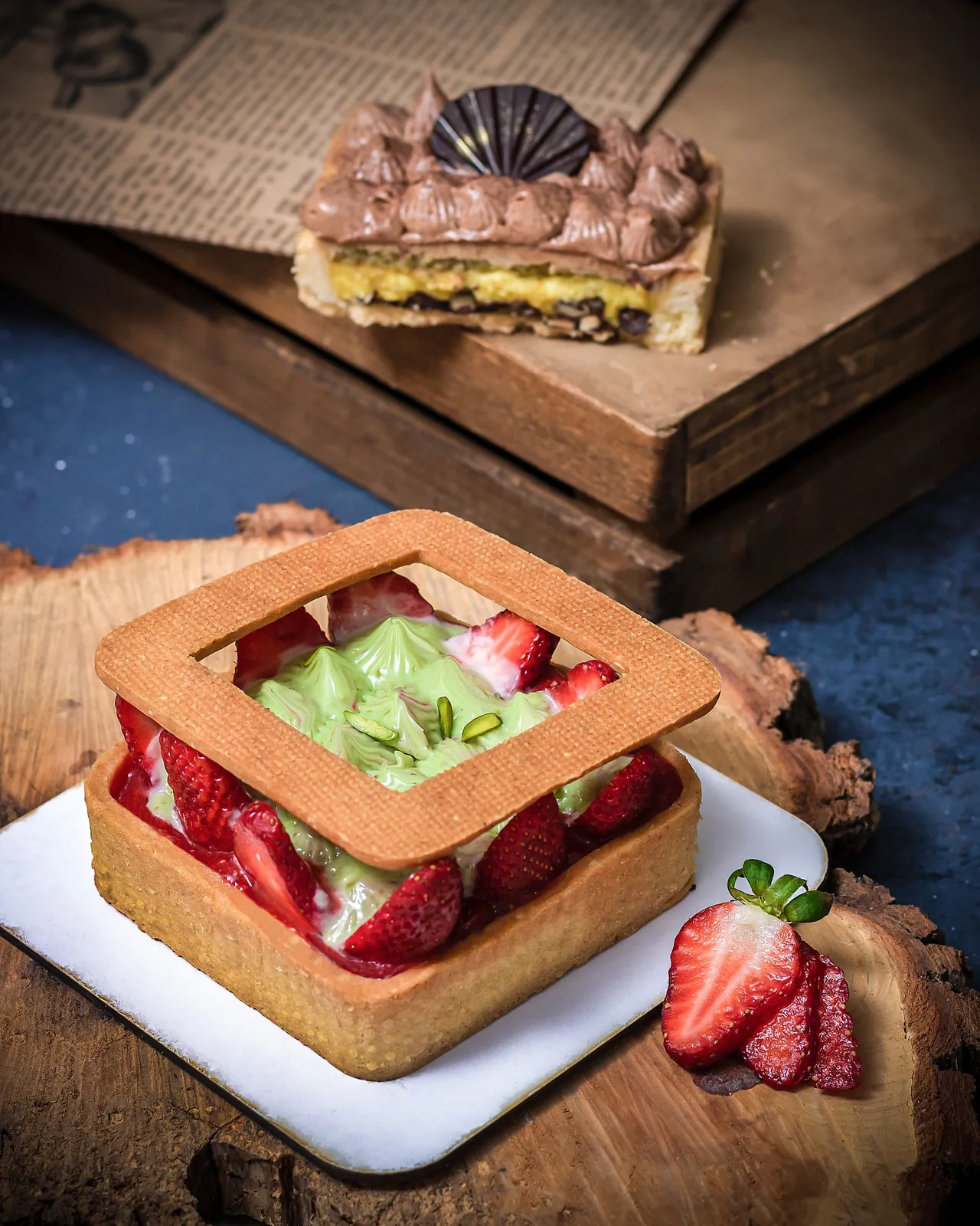 Square tart shell – Strawberry